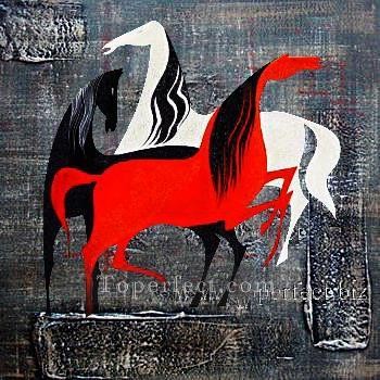 Decoración caballo acrílico y arena original abstracto. Pinturas al óleo